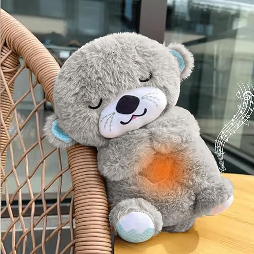 Goyal's Breathing Teddy Bear with Music for Baby Sensory Sleep Lights Rhythmic Soft Toy, Lights and Breathing Motion, Breathing Toy Teddy Bear with Lights | Best Gift for Kids (Silver Grey)