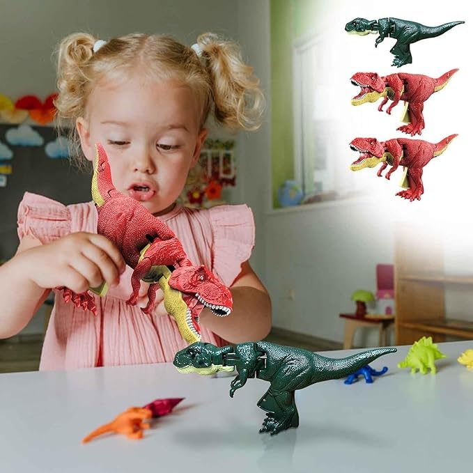 Goyal's Roaring & Head Swinging Dinosaur Toy for Kids with LED Light in Mouth & Realistic Actions Like - Rotating & Swinging Head and Tail, Movable Joints - Multicolor