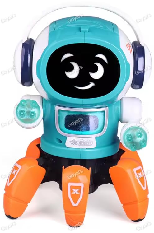 Goyal's Cartoon Warrior Musical Headphone Style Rock Bot Robot | Multi Colorful Lights and Music | All Direction Movement | Multicolor Dancing Rock Robot Toys for Kids