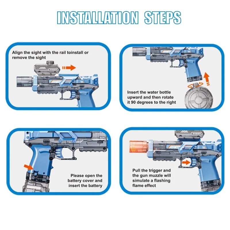 Goyal’s Holi Pichkari Electric Water Gun Rechargeable Automatic Water Blaster with Drum Tank Long Range 7–9m LED Lights USB Charging Outdoor Summer Toy for Kids Boys Girls