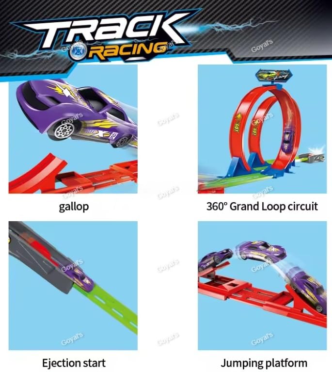 Goyal's Double Loop Track with Car Toy Set for Kids Age 3-12 Year Old & Launcher Make 360 Degree Spin Way Powerful/Inertia Powerd Car Racing Track Toy Set