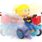 Goyal's Bump & Go Girl Toy with Flashing Lights Music Sound Automatic Riding 360° Rotation Entertainment for Kids Both Boys and Girls, Assorted Multicolor (Stunt Bicycle Girl)