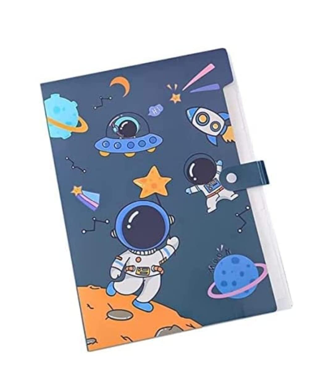 Goyal's Space Theme Multicolor A4 File Folder with 6 Pockets, Office Documents File, Expandable Folder (Pack of 4 Random Color)