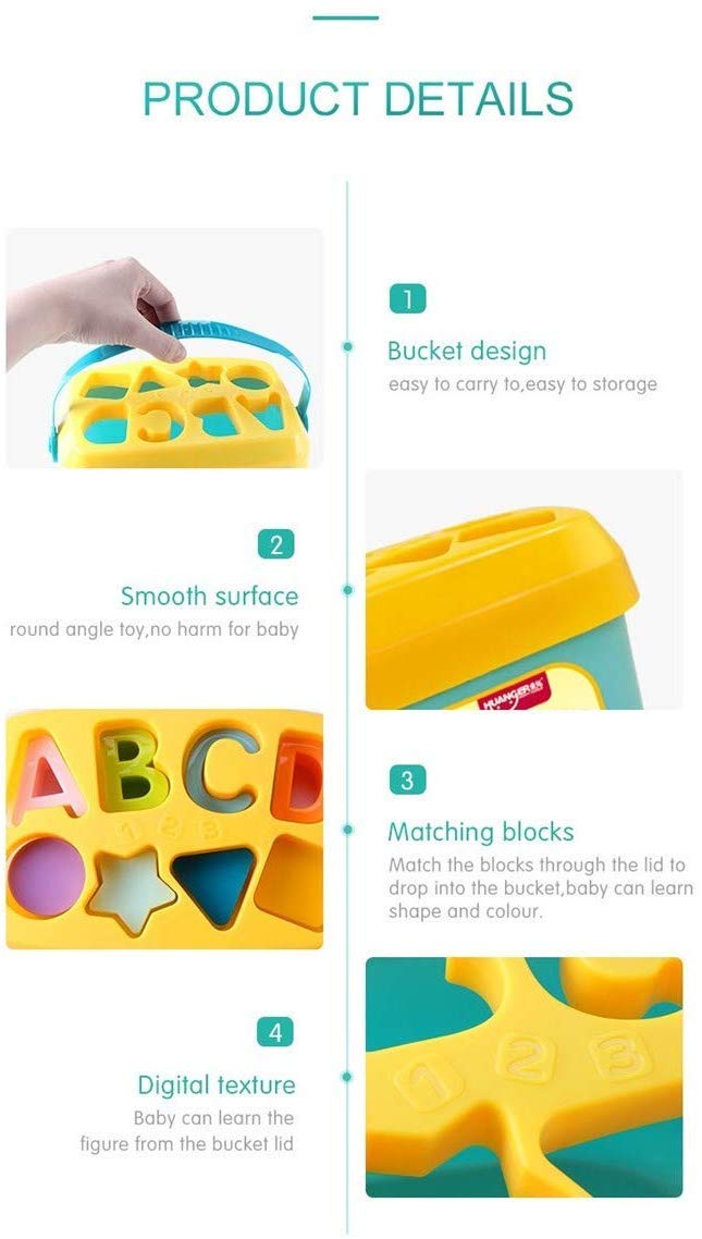 Goyal's Baby's First Shape Sorting Blocks Learning- Educational Activity Toys with 16 Building Blocks - Multicolor