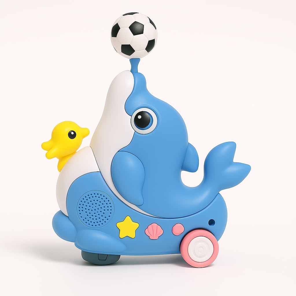 Goyal's Dolphin Musician Toy with Levitation Ball on Nose Along with Dazzling Light and Music - Multicolor