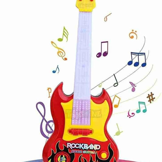 Goyal's Musical Guitar with Light and Pre-stored Notes with Nylon Wires | Toy Guitar with Light and Music for Kids - Multicolor (15 Inches)