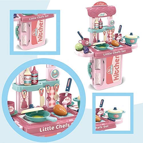 Goyal's 3 in 1 Portable Pretend Food Party Role Cooking Kitchen Play Set Toy for Boys and Girls - Pink