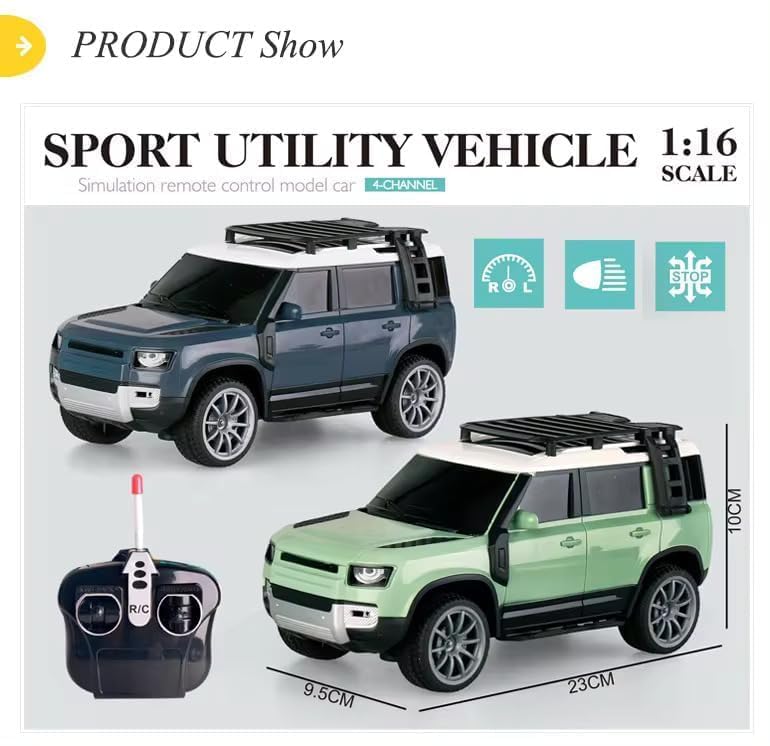 Goyal's Remote Control SUV Defender Car - High-Speed Off Road RC Car with Led Lights & Smoke - with Easy C-Type USB Cable Charging
