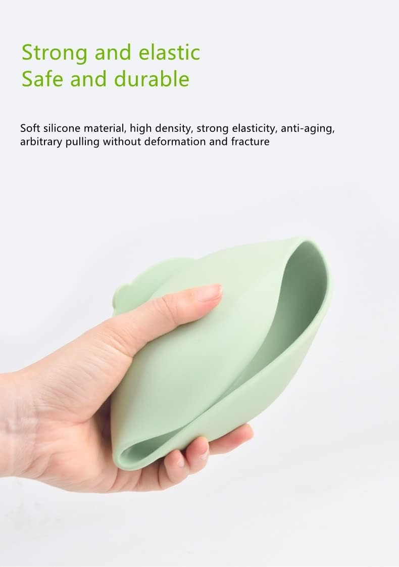 Goyal's Baby Feeding Bowl & Spoon Weaning Set, Food Grade Silicone Suction Cup Bowl & Wooden Spoon with Stay Put Silicone Suction Bowl, Gift for Toddler Children Girls Boys (Grey)