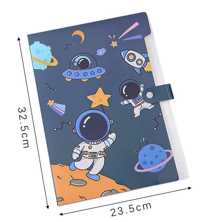 Goyal's Space Theme Multicolor A4 File Folder with 6 Pockets, Office Documents File, Expandable Folder (Pack of 2 Random Color)