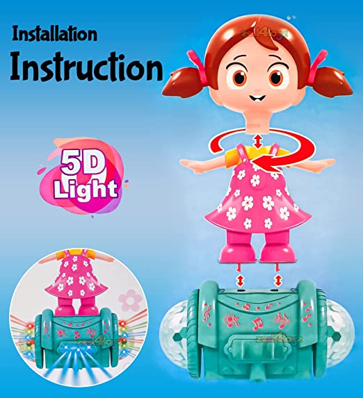 Goyal's 360 Degree Rotating Musical Dancing Girl Doll Toy with Attractive Multi Color Flashing Lights (Sit Girl)