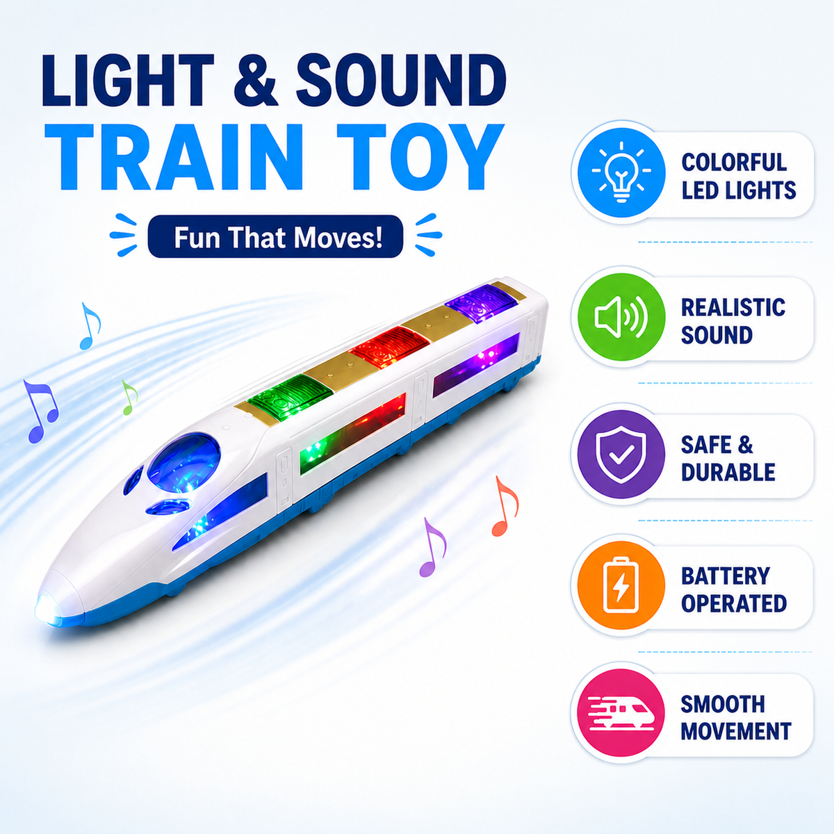 Goyal's High Speed Bullet Train for Kids with 3D Flashing Lights & Funny Musical Sounds