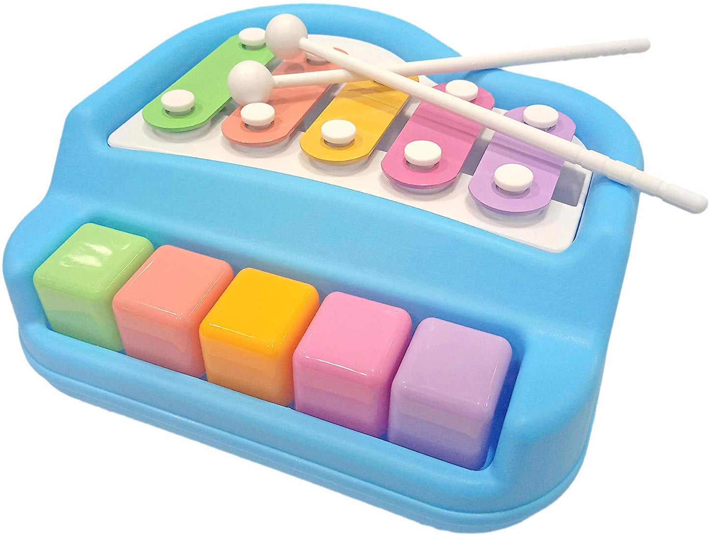 Goyal's Musical Multi Keys Xylophone and Piano, Non Toxic, Non-Battery for Kids & Toddlers, Plastic (5 Keys Blue)