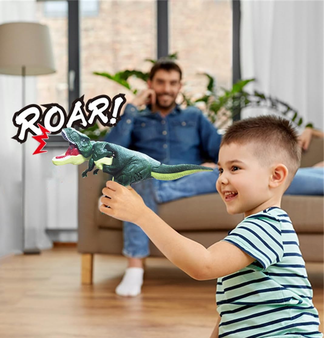 Goyal's Roaring & Head Swinging Dinosaur Toy for Kids with LED Light in Mouth & Realistic Actions Like - Rotating & Swinging Head and Tail, Movable Joints - Multicolor