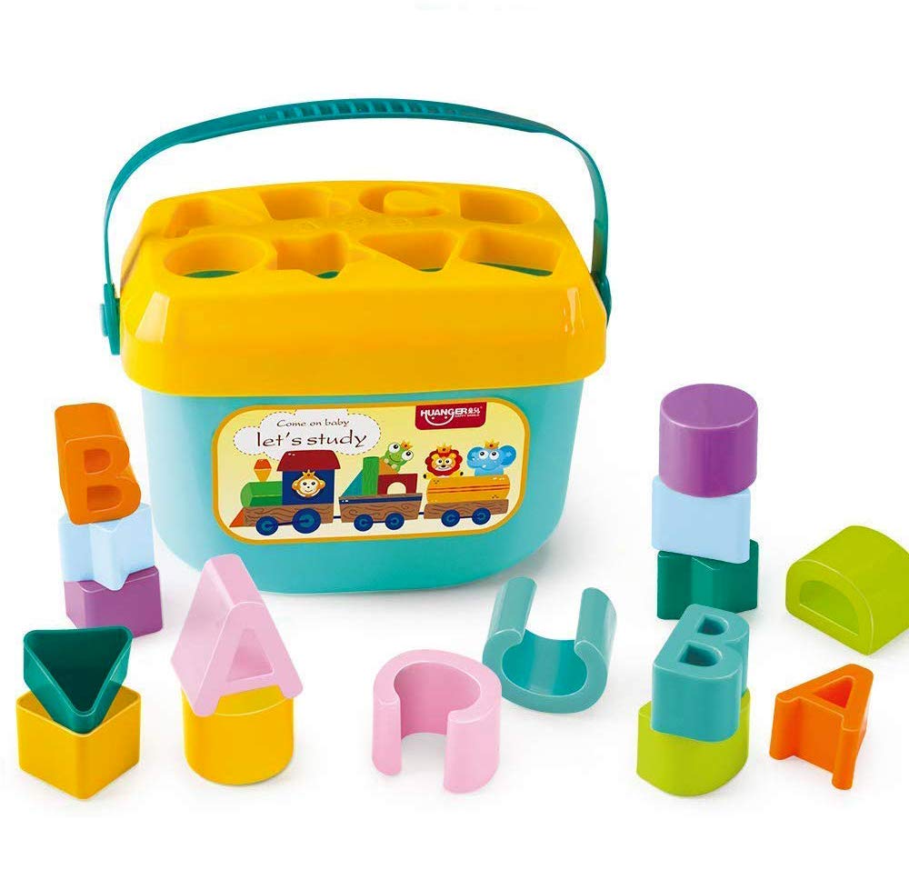 Goyal's Baby's First Shape Sorting Blocks Learning- Educational Activity Toys with 16 Building Blocks - Multicolor