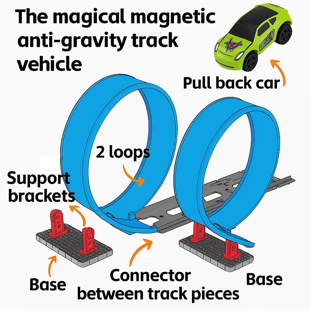 Goyal's 3D DIY High-Speed Track Toy Set for Kids – 34 Pcs Loop Track Racing Game with Pull Back Car, 360° Spin Loops – STEM Educational Car Track Toy