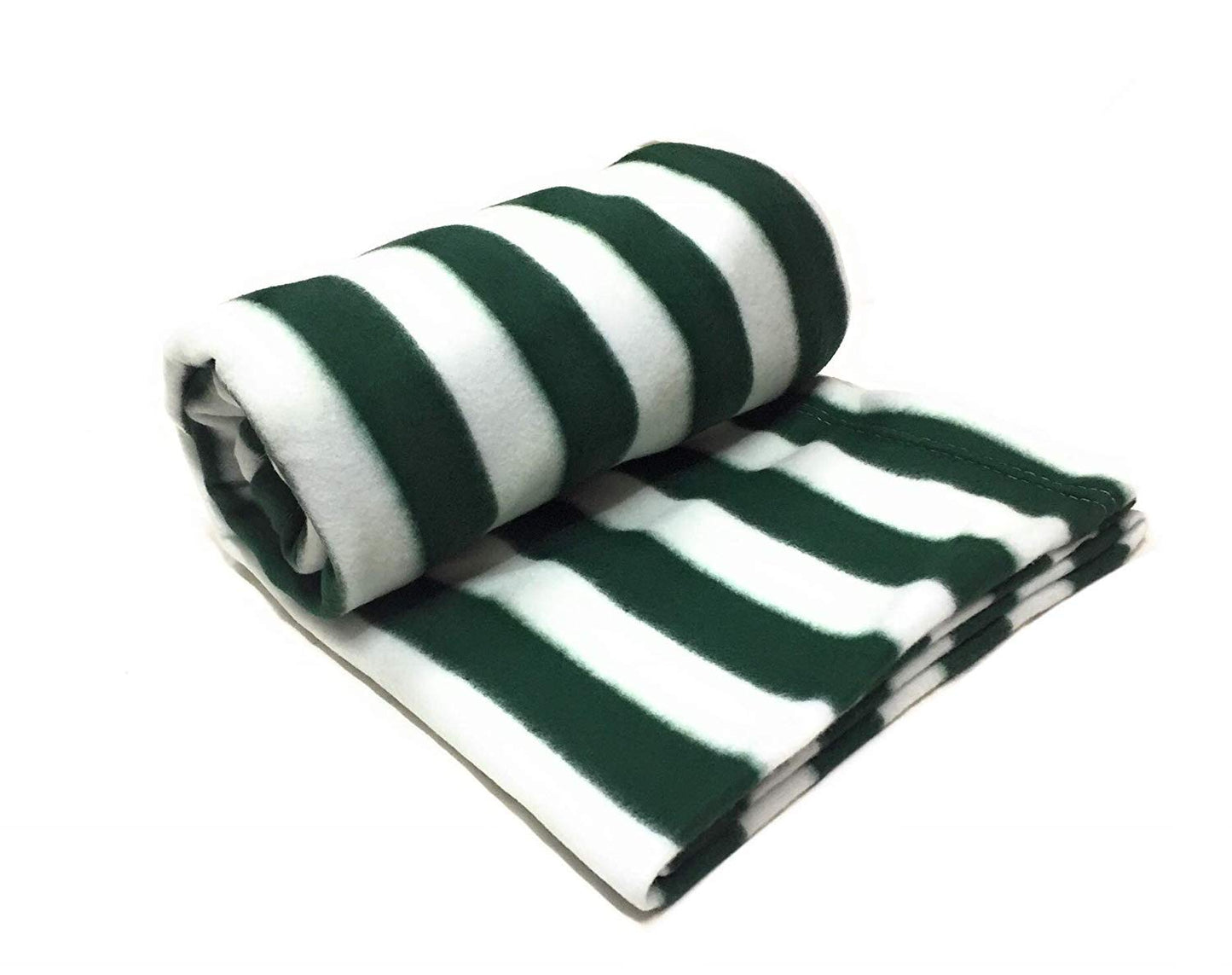 Goyal's Polar Fleece Single Bed Stripes Design AC Blanket - (Green & White)