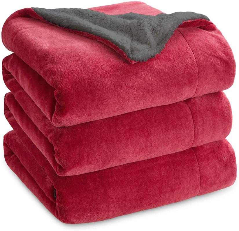 Goyal’s Ultra Soft Flannel Sherpa Blanket for Winter | Single Bed Reversible Plush Blanket 55 x 90 Inches | Thick, Warm & Cozy Dual Layer Microfibre Throw | Fade & Wrinkle Resistant - Maroon