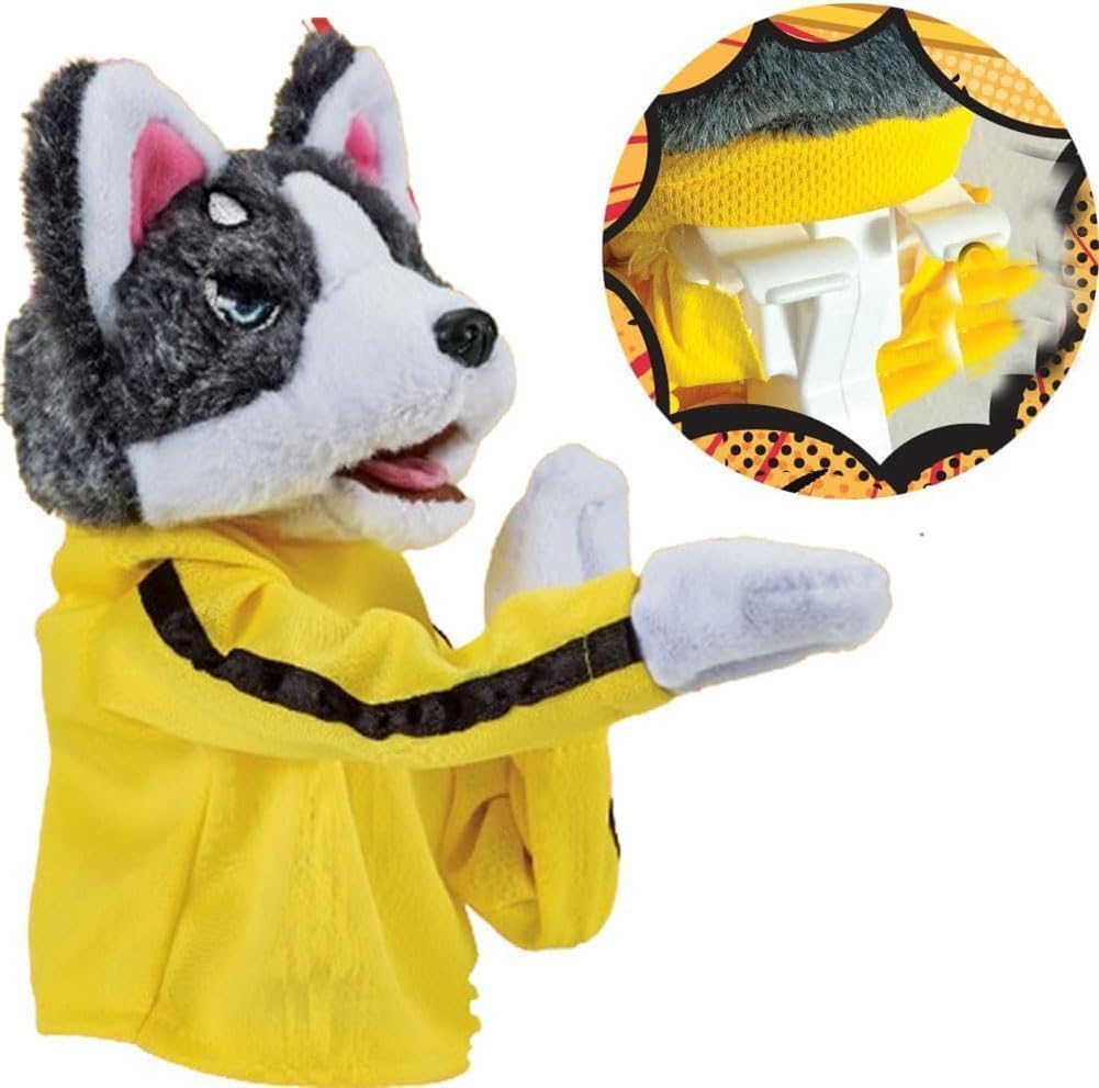 Goyal's Kung Fu Dog, Kung Fu Husky, Punching Puppet, Gloves Doll Children's Game Plush Toys Stuffed Hand Puppet Dog Action Toy with Sound and Boxing Action for Kids Gifts