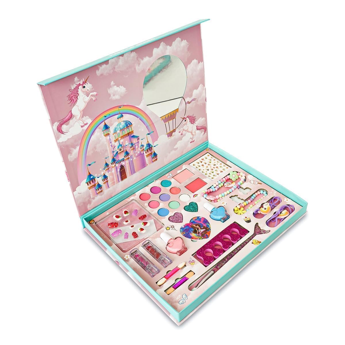 Goyal's Princess Kids Makeup Kit, Eyeshadow Palette, Nail Polish, Lip Gloss, Hair Accessories, Safe Non-Toxic Beauty Toy for Kids 31x25 cm