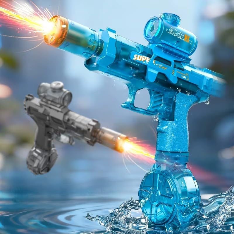 Goyal’s Holi Pichkari Electric Water Gun Rechargeable Automatic Water Blaster with Drum Tank Long Range 7–9m LED Lights USB Charging Outdoor Summer Toy for Kids Boys Girls