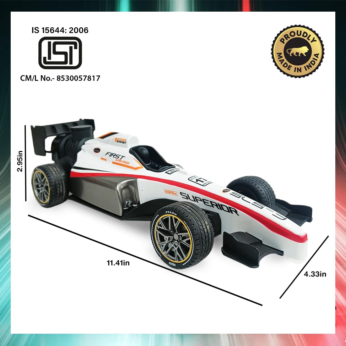 Refurbished - Goyal's Formula F1 Speed Remote Control RC Car with Smoke Spray Scale 1:14 Big with Realistic Sound, Light & Spray Flame - Rechargeable with Easy C-Type Cable (Multicolor)