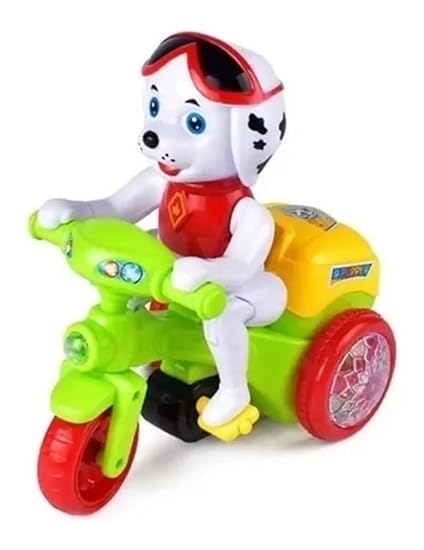 Goyal's Dancing Puppy Motorcycle Toy with Flashing Lights Music Sound Automatic Riding 360° Rotation Entertainment for Kids Both Boys and Girls, Assorted Multicolor