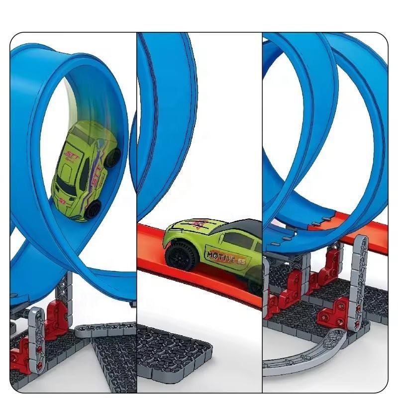 Goyal's 3D DIY High-Speed Track Toy Set for Kids – 34 Pcs Loop Track Racing Game with Pull Back Car, 360° Spin Loops – STEM Educational Car Track Toy