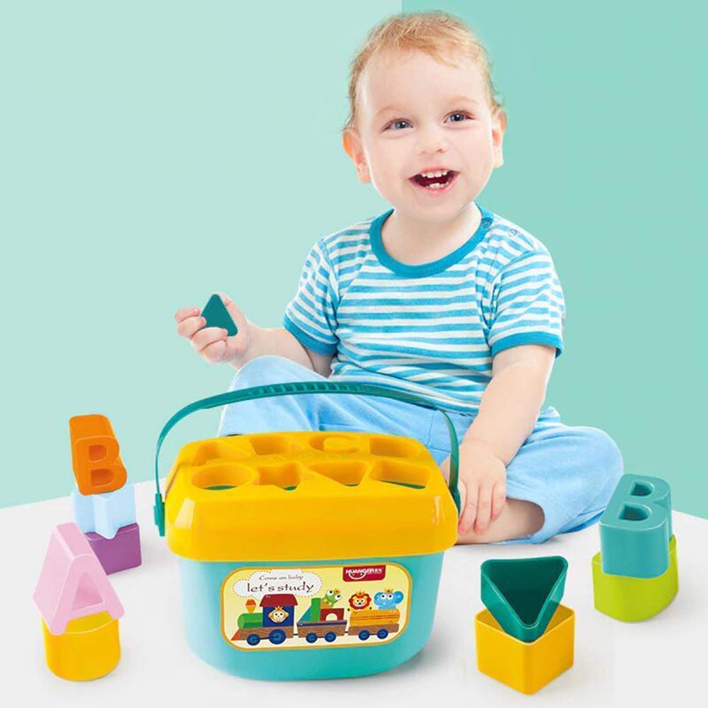 Goyal's Baby's First Shape Sorting Blocks Learning- Educational Activity Toys with 16 Building Blocks - Multicolor