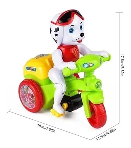 Goyal's Dancing Puppy Motorcycle Toy with Flashing Lights Music Sound Automatic Riding 360° Rotation Entertainment for Kids Both Boys and Girls, Assorted Multicolor