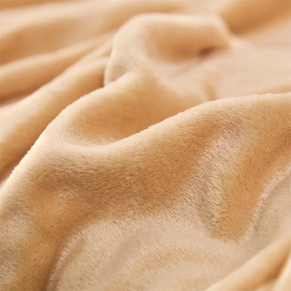 Goyal’s Ultra Soft Flannel Sherpa Blanket for Winter | Single Bed Reversible Plush Blanket 55 x 90 Inches | Thick, Warm & Cozy Dual Layer Microfibre Throw | Fade & Wrinkle Resistant - Golden Beige
