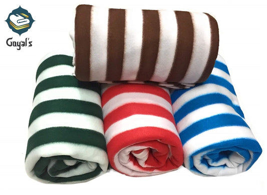 Goyal's Polar Fleece Single Bed Stripes Design AC Blanket Pack of 4 - (Multicolor)