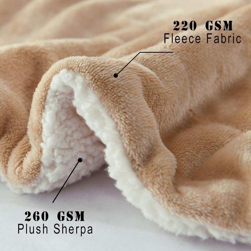 Goyal’s Ultra Soft Flannel Sherpa Blanket for Winter | Single Bed Reversible Plush Blanket 55 x 90 Inches | Thick, Warm & Cozy Dual Layer Microfibre Throw | Fade & Wrinkle Resistant - Golden Beige