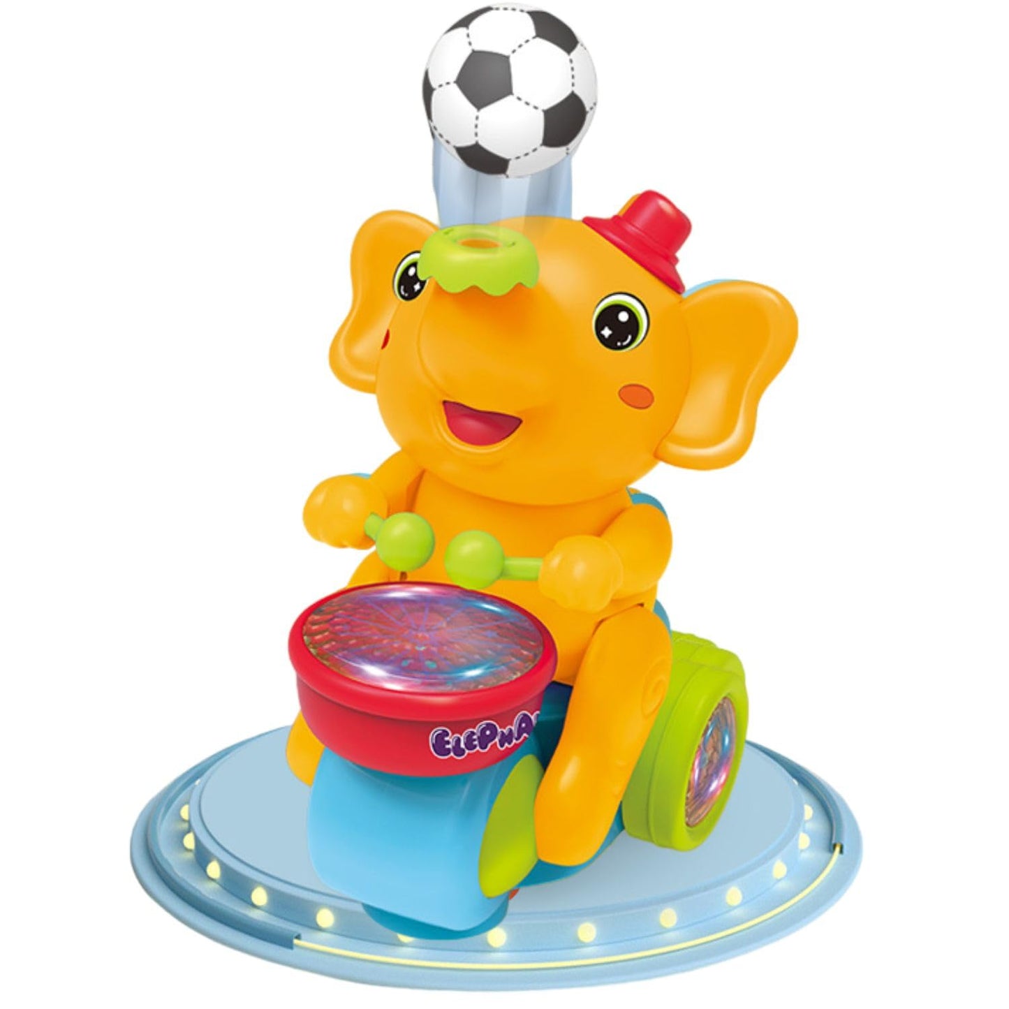 Goyal's Elephant Musician Toy, (Yellow) with Levitation Ball on Nose Along with Dazzling Light Drum Sound Music and Elephant Sound for Baby Toys