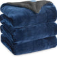 Goyal’s Ultra Soft Flannel Sherpa Blanket for Winter | Single Bed Reversible Plush Blanket 55 x 90 Inches | Thick, Warm & Cozy Dual Layer Microfibre Throw | Fade & Wrinkle Resistant - Navy Blue