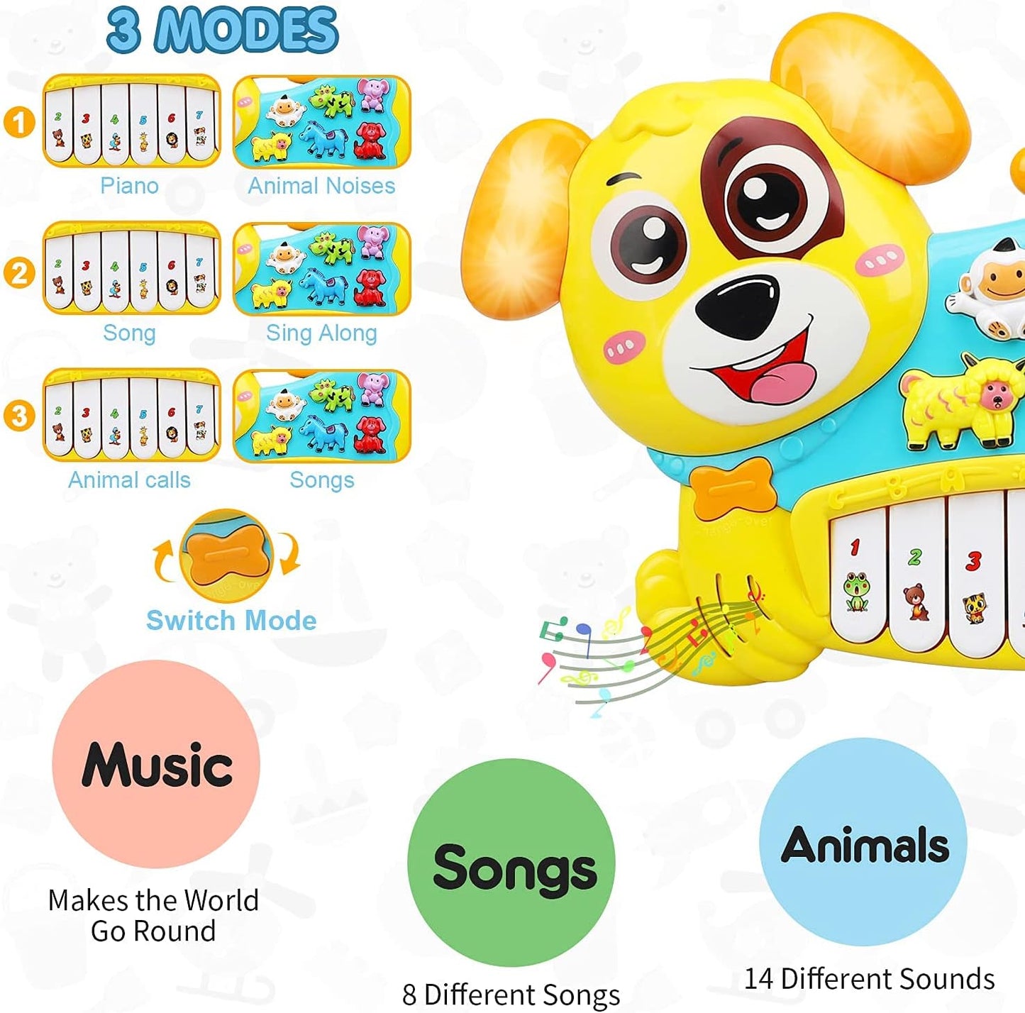 Goyal's Dog Design Piano Musical Piano with 3 Modes, Flashing Lights & Wonderful Animal(Different) Sound Music