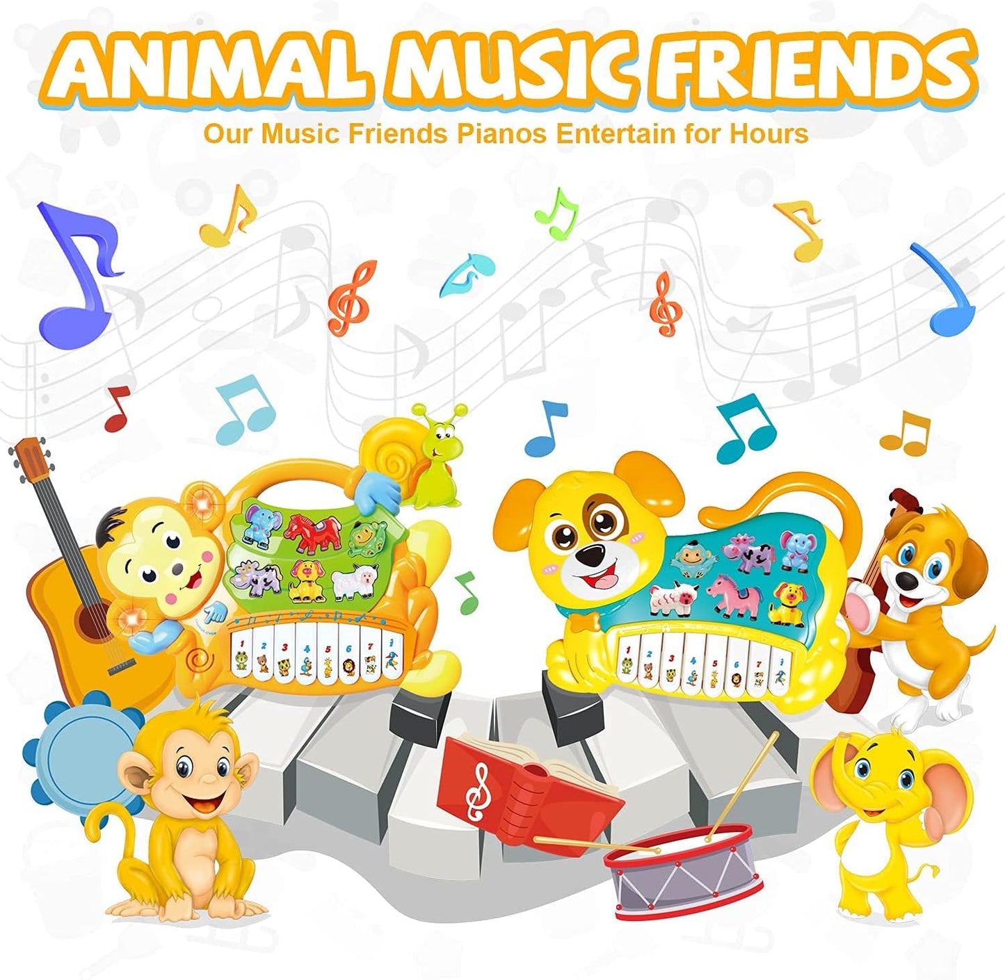 Goyal's Dog Design Piano Musical Piano with 3 Modes, Flashing Lights & Wonderful Animal(Different) Sound Music