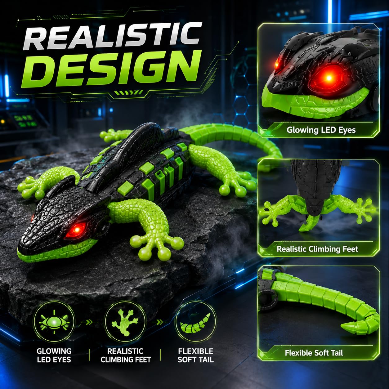Goyal's RC Wall Climbing Lizard Toy with Remote Control | LED Eyes | Wall & Ceiling Crawling Rechargeable Lizard | Indoor Climbing Toy for Kids, Boys & Girls