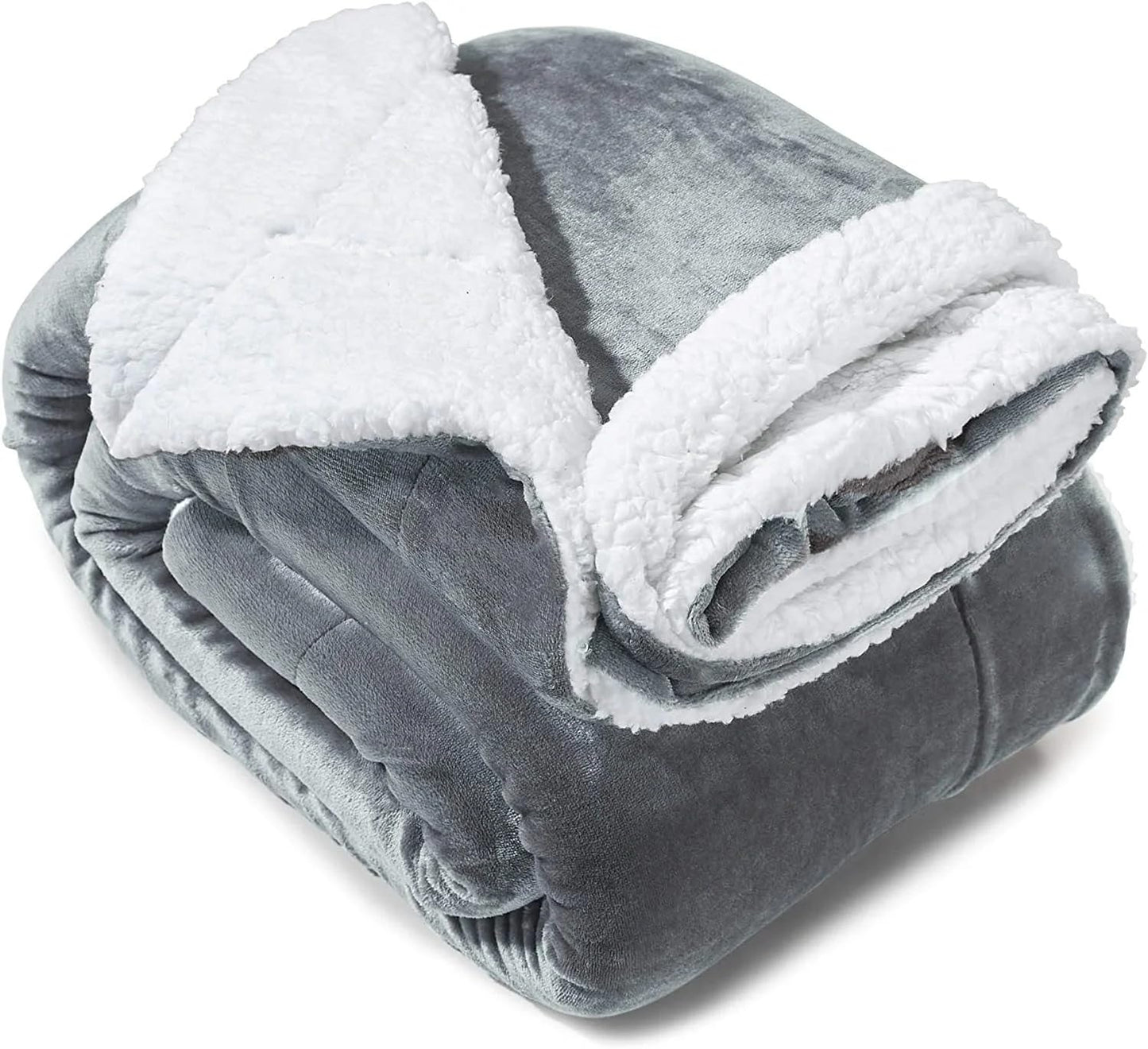 Goyal’s Ultra Soft Flannel Sherpa Blanket for Winter | Single Bed Reversible Plush Blanket 55 x 90 Inches | Thick, Warm & Cozy Dual Layer Microfibre Throw | Fade & Wrinkle Resistant - Grey