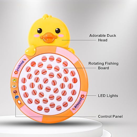 Goyal's Cute Duck Shape Round Fishing Fish Catching Game with Music & Lights - 45 Fishes 4 Ponds