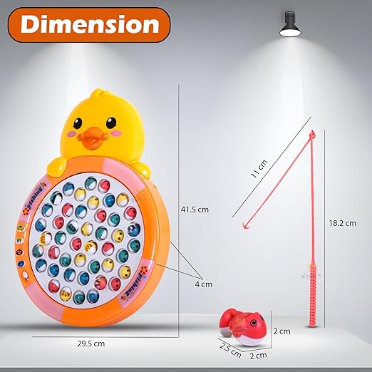 Goyal's Cute Duck Shape Round Fishing Fish Catching Game with Music & Lights - 45 Fishes 4 Ponds