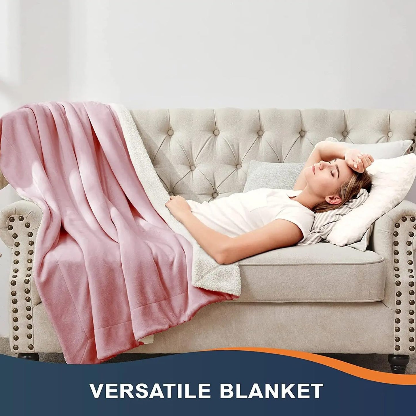 Goyal’s Ultra Soft Flannel Sherpa Blanket for Winter | Single Bed Reversible Plush Blanket 55 x 90 Inches | Thick, Warm & Cozy Dual Layer Microfibre Throw | Fade & Wrinkle Resistant - Pink