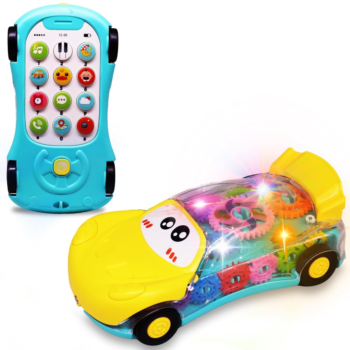 Goyal's Pretend Play 2 in 1 Cell Phone Toy Car for Kids, Toddlers with Musical Sound, Ringtones, 3D Concept Gear and Lights Car for Girls & Boys | Dummy Mobile | Piano Car