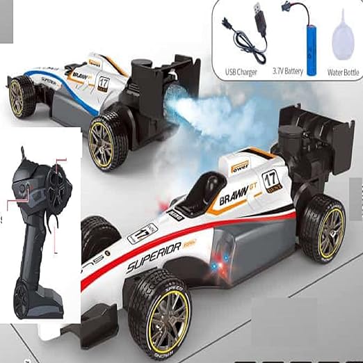 Goyal's High Speed Rc Car Remote Control 2Wd F1 Car for Boys|Smoke Spray Remote Car for Kids 5+ Years| Scale 1:14 Big Formula Car Toys for Boys with Light & Flame-Rechargeable