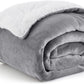 Goyal’s Ultra Soft Flannel Sherpa Blanket for Winter | Single Bed Reversible Plush Blanket 55 x 90 Inches | Thick, Warm & Cozy Dual Layer Microfibre Throw | Fade & Wrinkle Resistant - Silver Grey