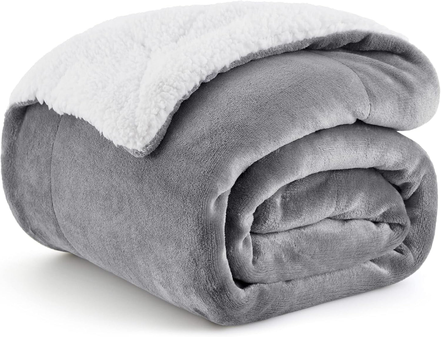 Goyal’s Ultra Soft Flannel Sherpa Blanket for Winter | Single Bed Reversible Plush Blanket 55 x 90 Inches | Thick, Warm & Cozy Dual Layer Microfibre Throw | Fade & Wrinkle Resistant - Silver Grey