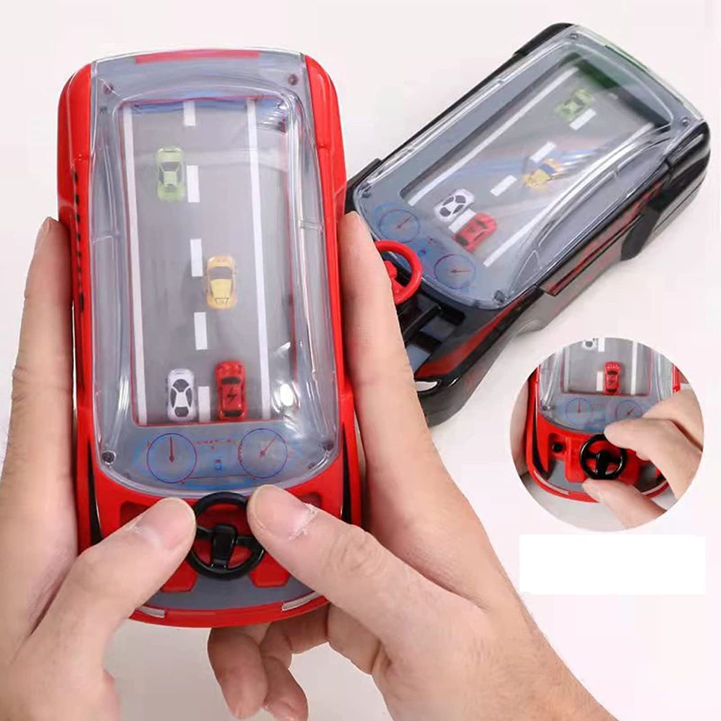 Refurbished- Goyal's Hand-Held Car Game Portable Adventure Game Machine Speed Car Toy, Children's Toy Manual Puzzle Simulation Racing Machine Steering Wheel