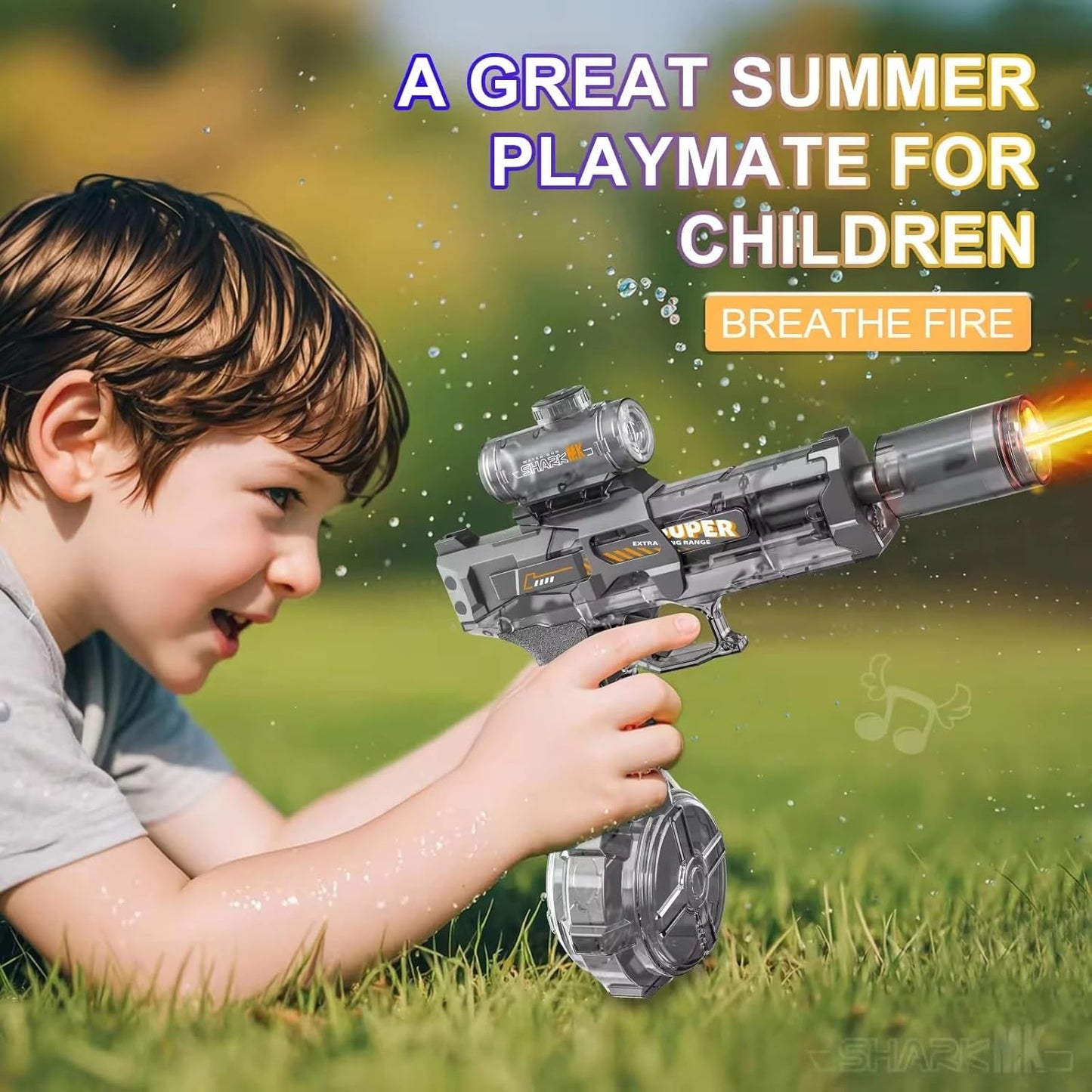Goyal’s Holi Pichkari Electric Water Gun Rechargeable Automatic Water Blaster with Drum Tank Long Range 7–9m LED Lights USB Charging Outdoor Summer Toy for Kids Boys Girls