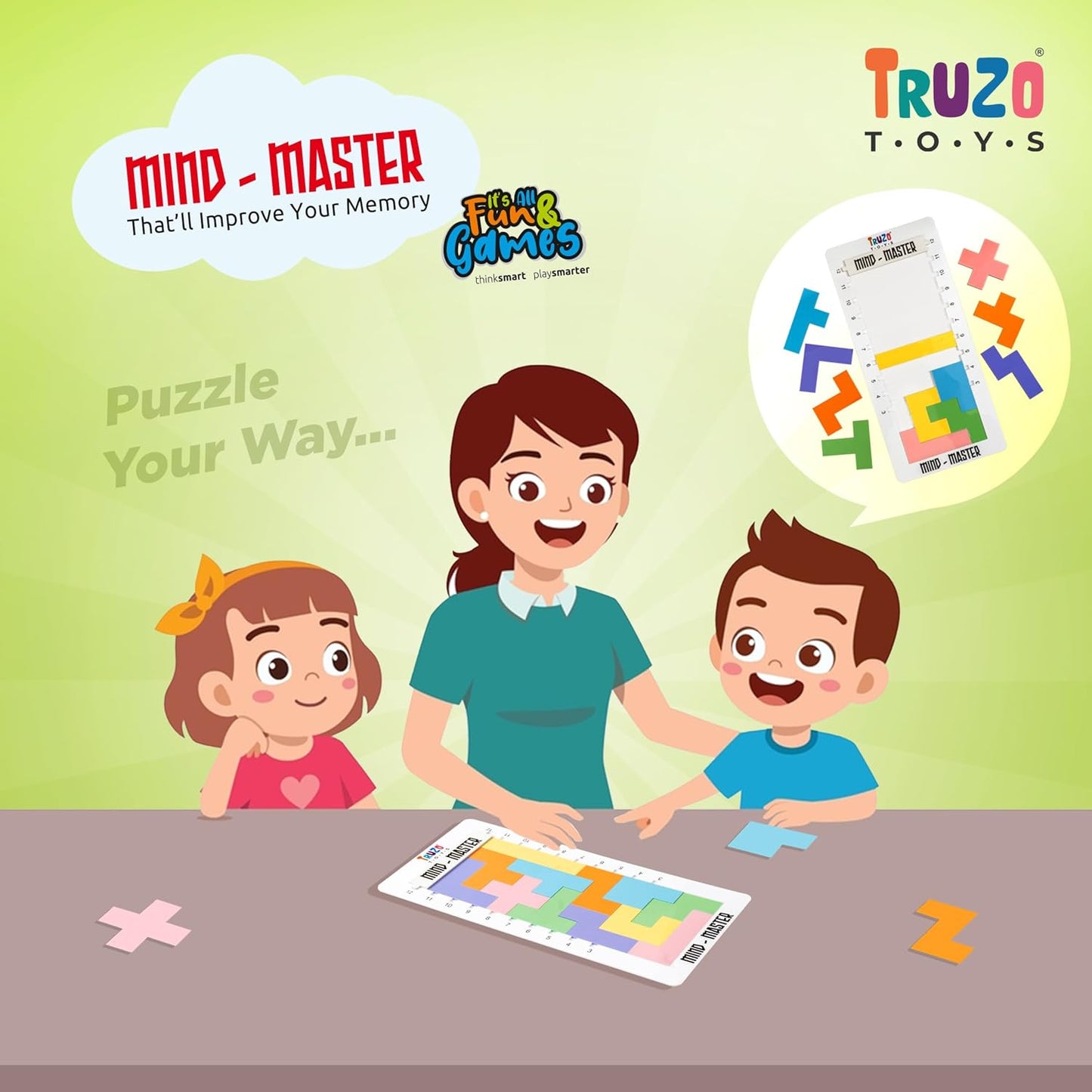 Goyal's Early Learning Mind Master Game for Kids, Acrylic Jigsaw Tetris Puzzle, Brain Booster Building Blocks for kids