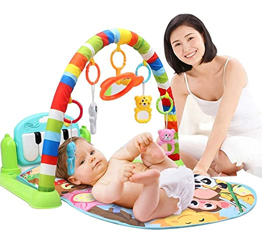 Goyal's Baby Toys Multi Functional Musical Keyboard Mat Piano Baby Mat Gym & Fitness Rack for 0 to 24 Month Age Baby